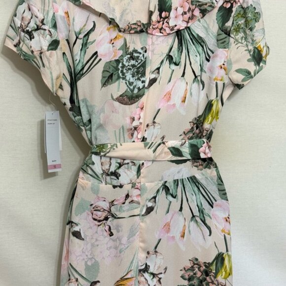 Y-13 DN Designs NWT Pink Floral Ruffled Shirt Sleeve High Low Dress Size 10 - Picture 10 of 15